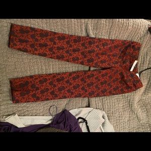 Red and Black Slim Ankle Pants